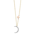 14K 3C CZ Moon and Star Necklace
