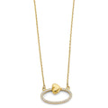 14KY CZ Oval Infinity w/Heart Necklace