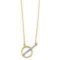 14K 2T CZ Bar Circle Necklace