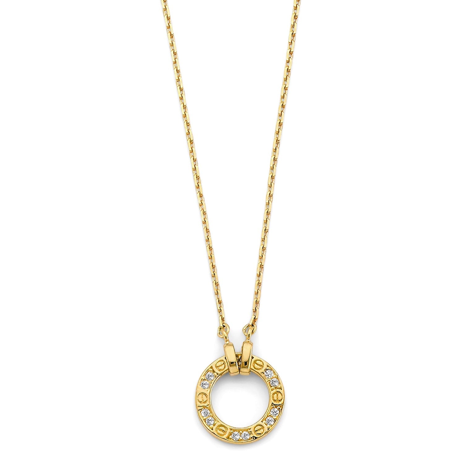 14KY CZ Circle Necklace