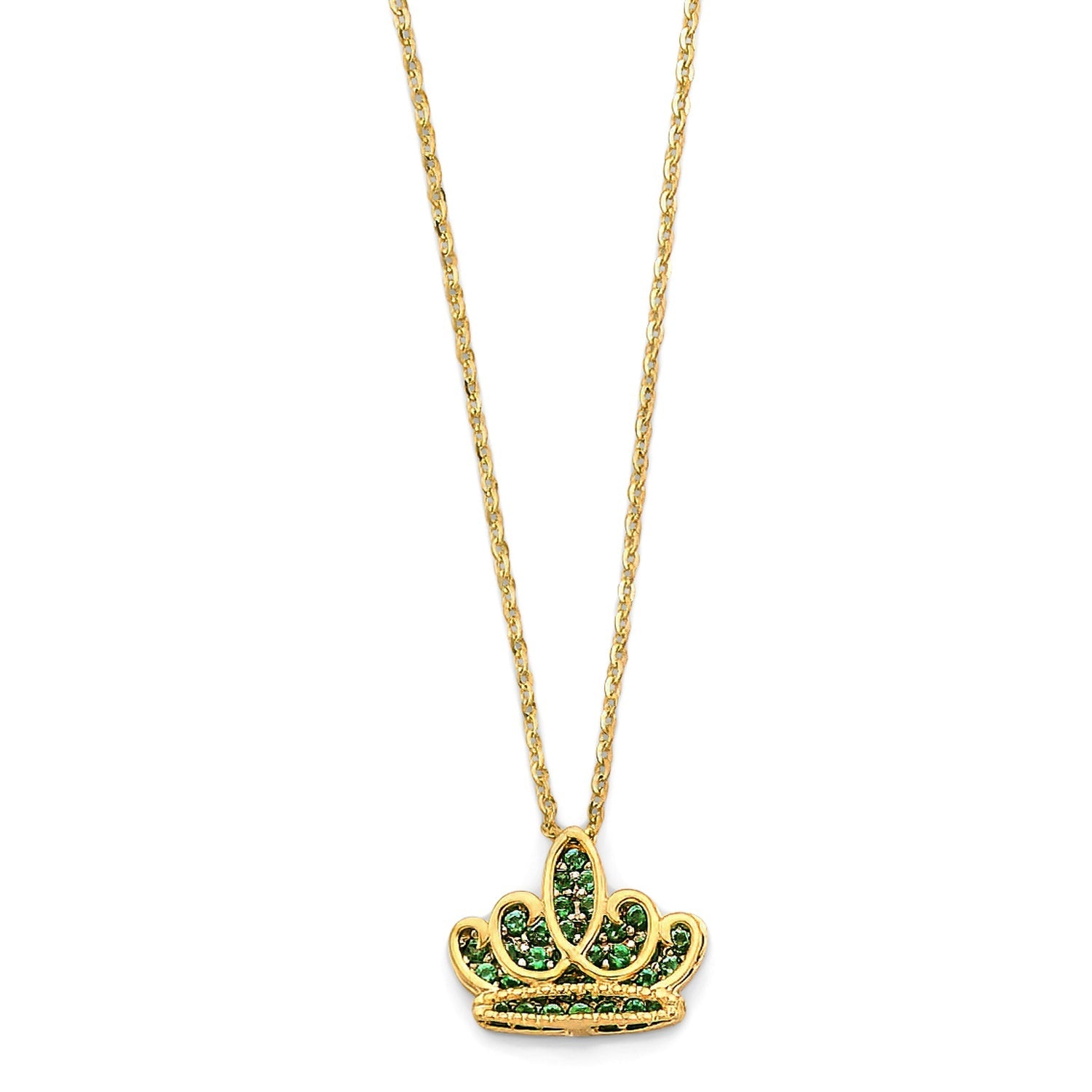 14KY Green CZ Crown Necklace