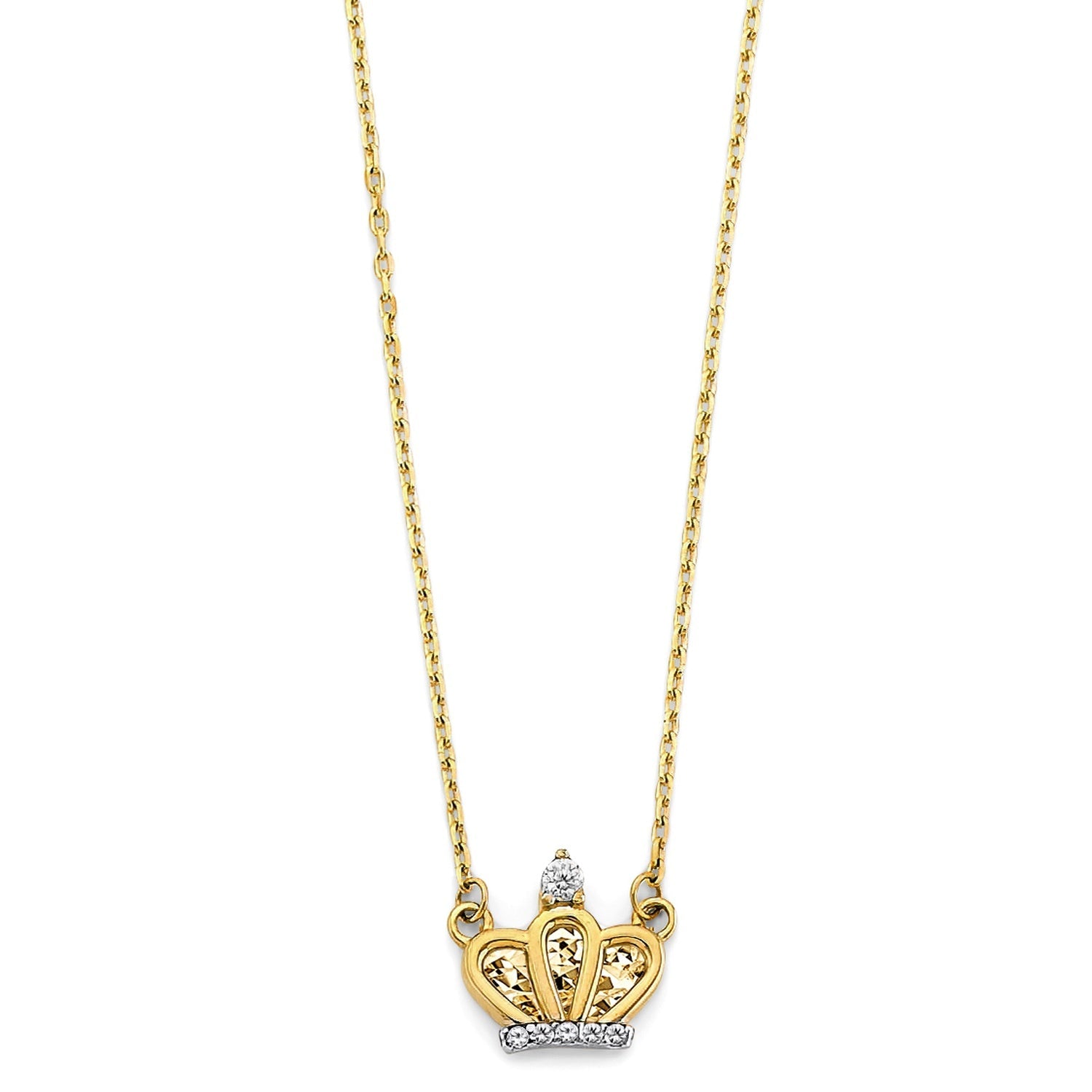 14KY CZ Crown Necklace