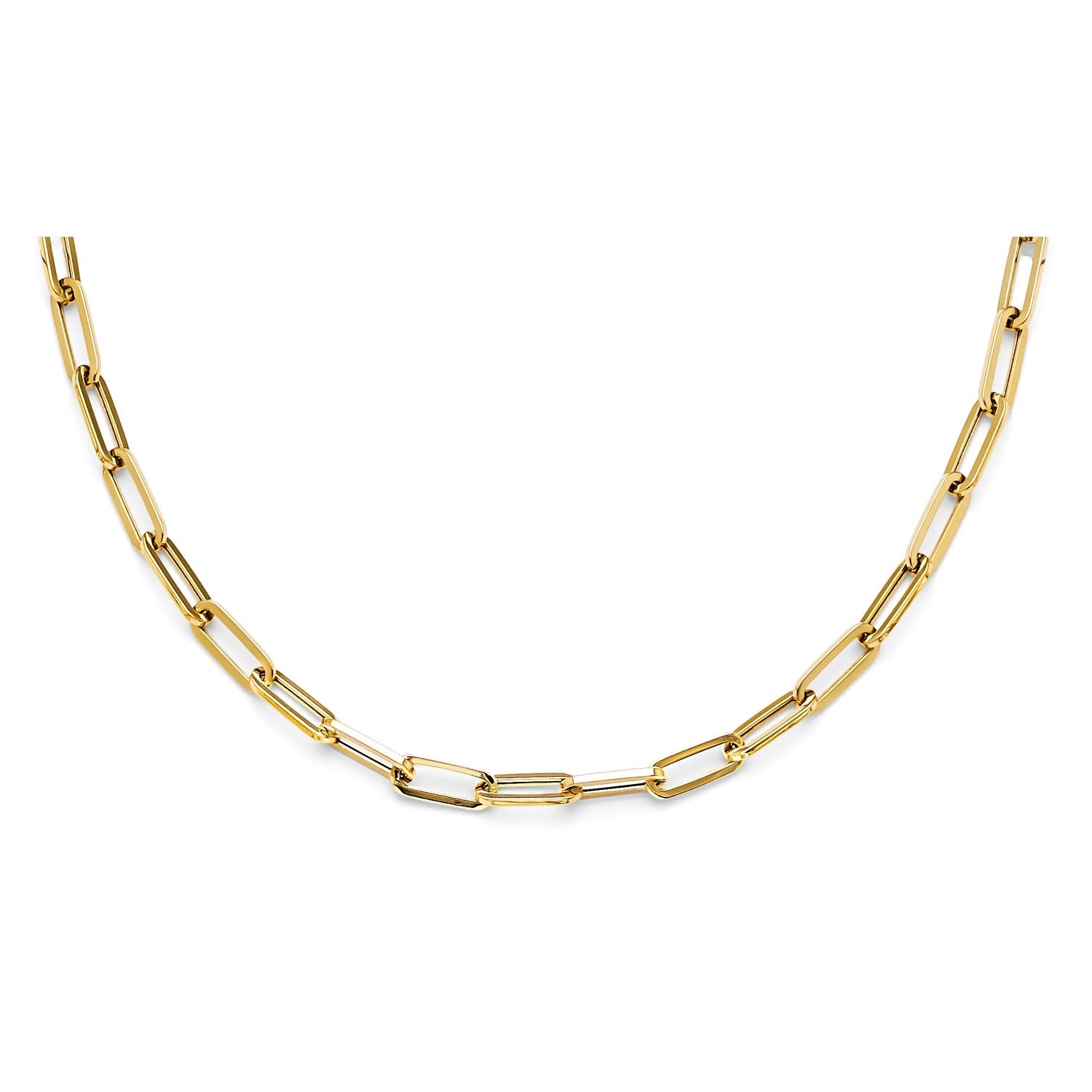 14KY Hollow Plain Paperclip Necklace