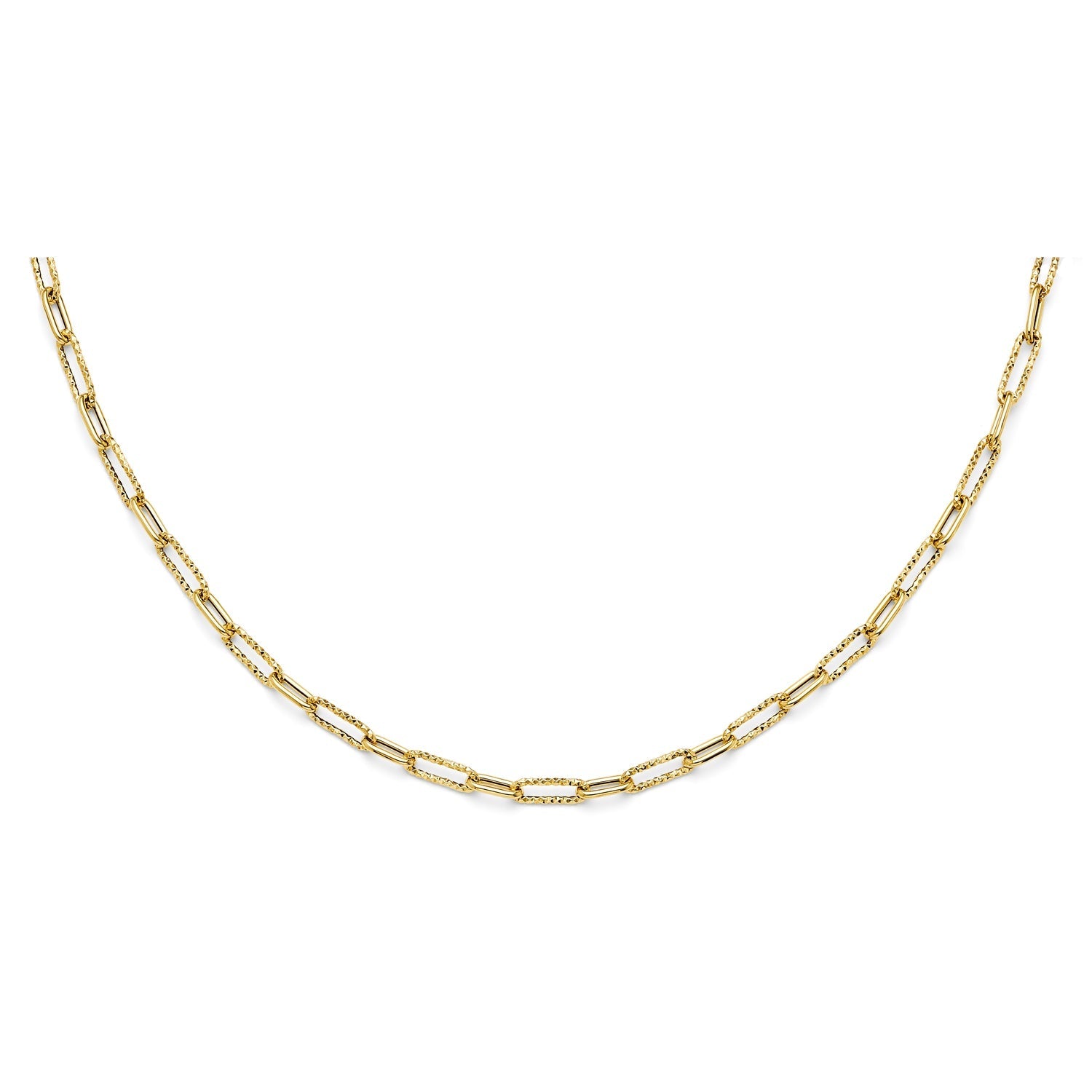 14KY Hollow Paperclip 1+1 Necklace