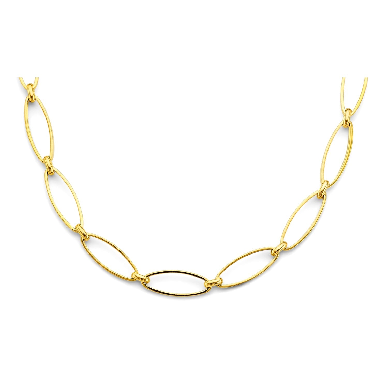 14KY Long Oval Link Necklace
