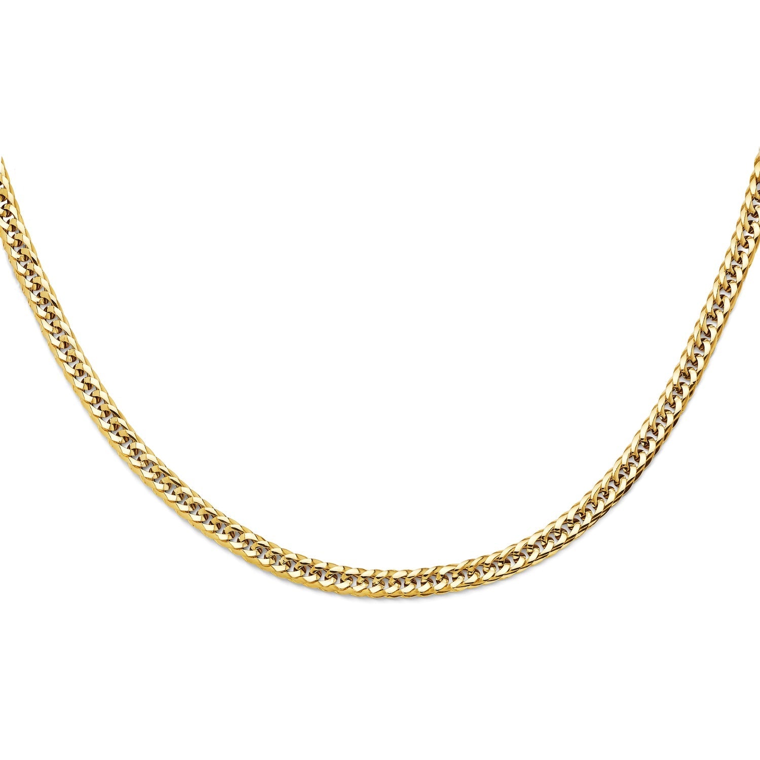 14KY Hollow Concaved Curb Necklace