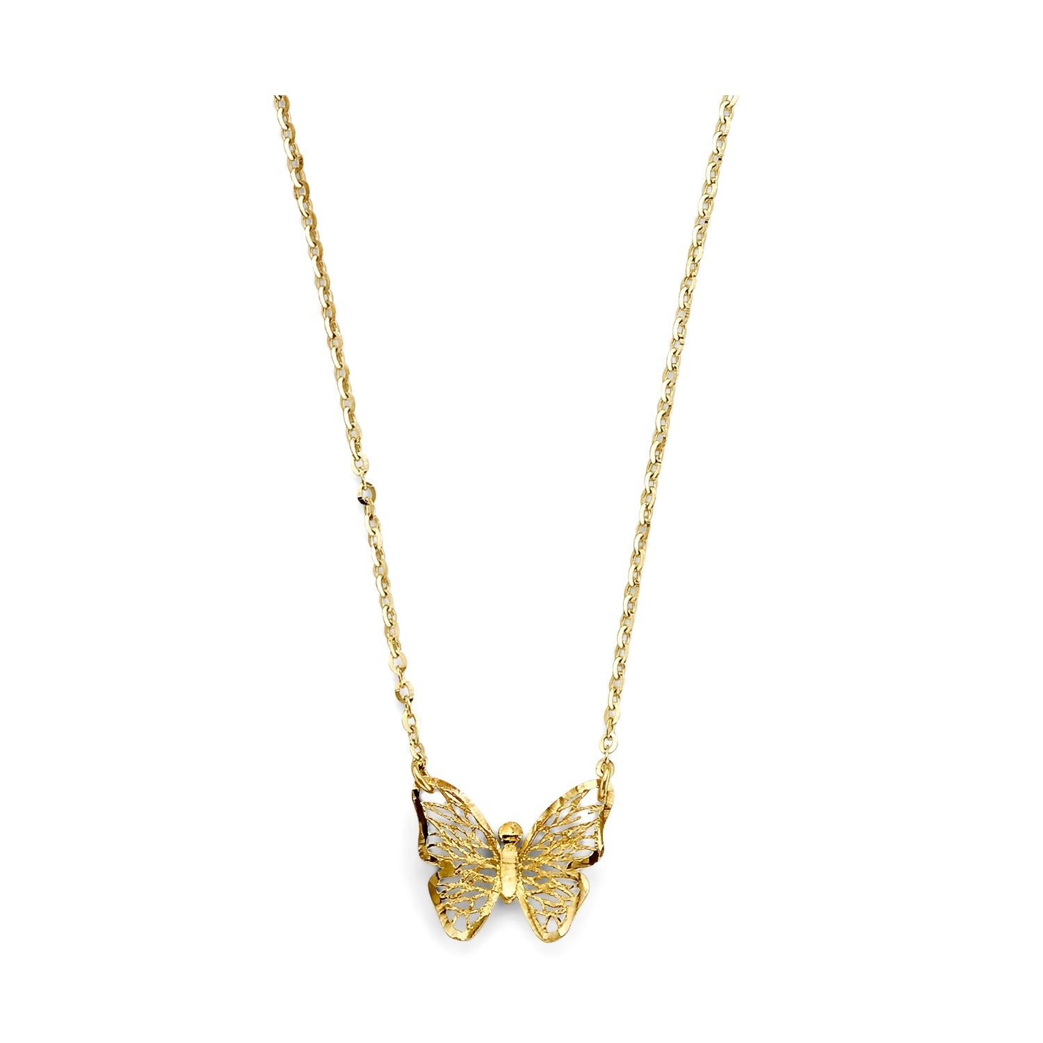 14KY Meshed Butterfly Necklace