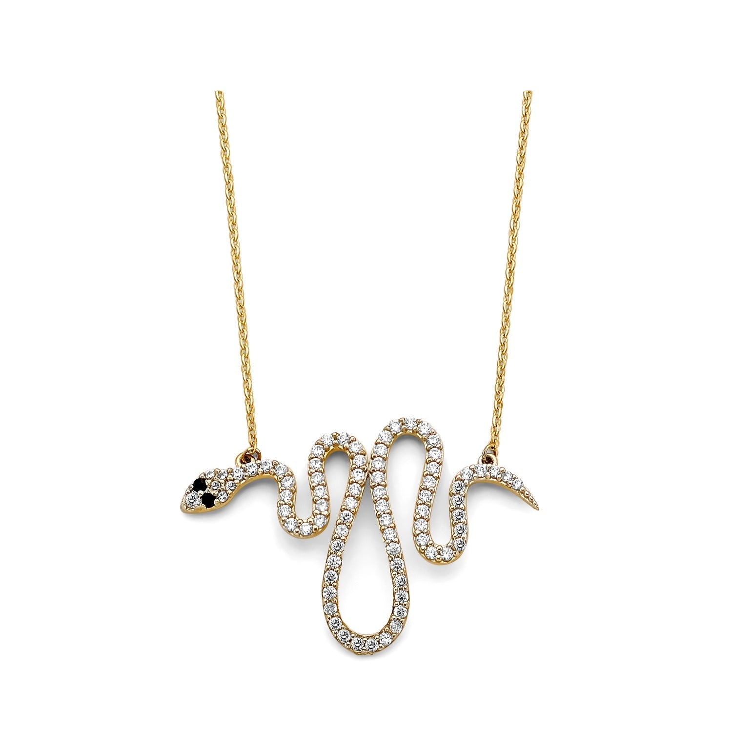 14K 2T CZ Snake Necklace