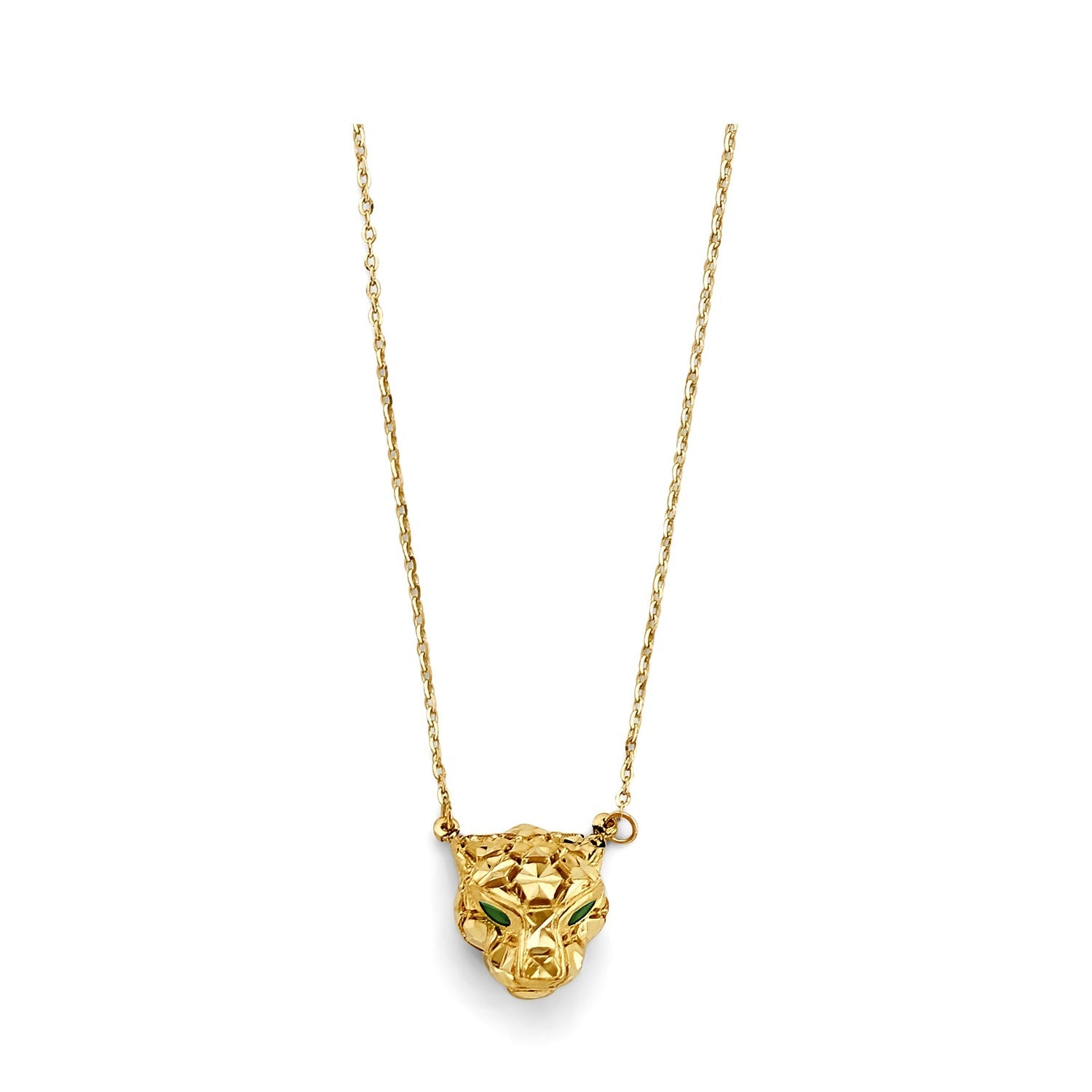14KY Green CZ Panther Necklace