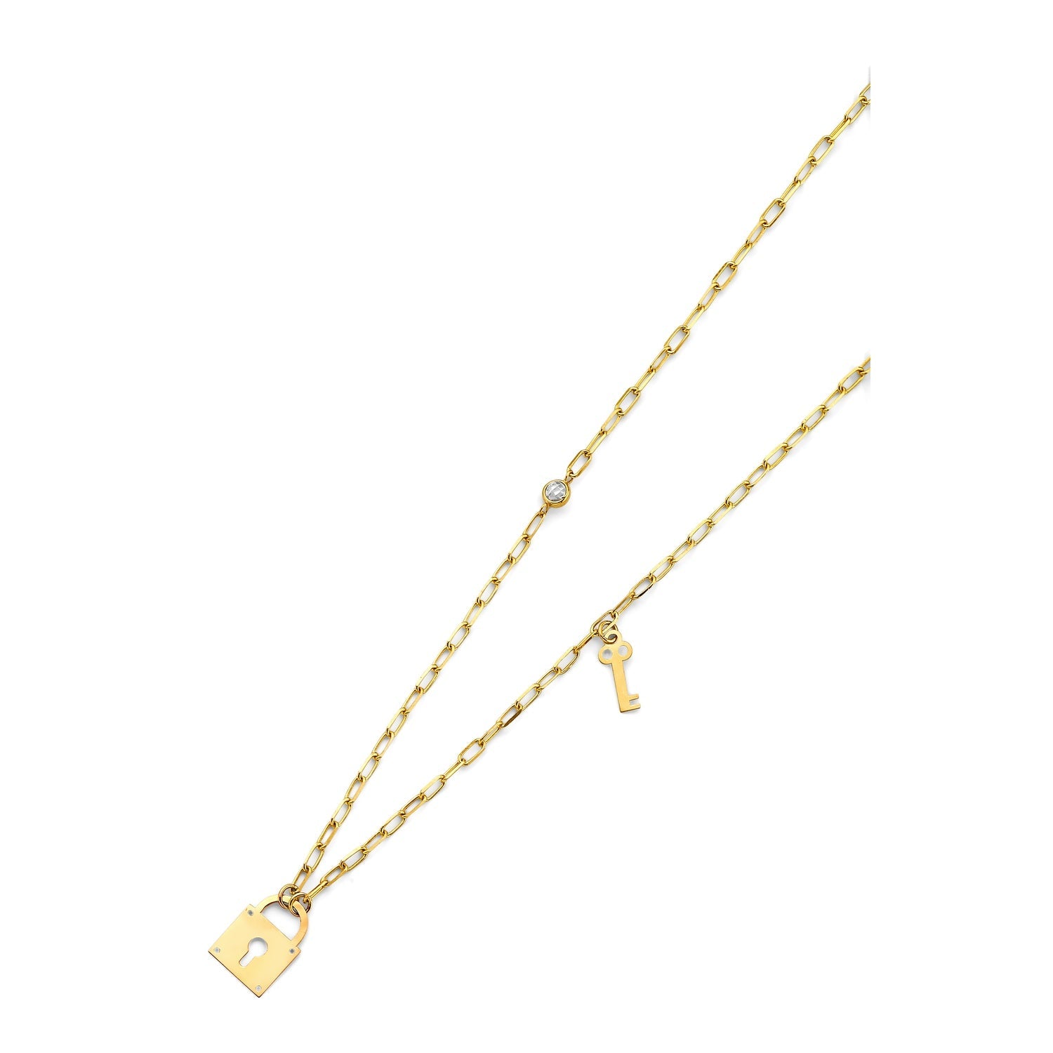 14KY Heart & Key Necklace