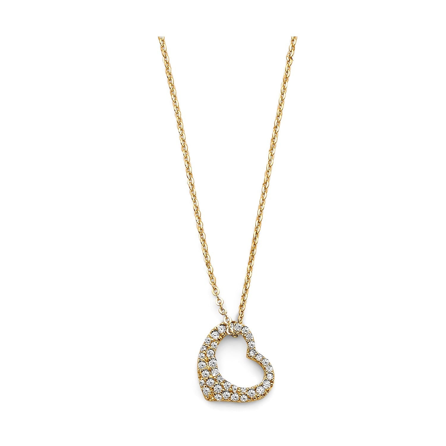 14KY CZ Heart Necklace