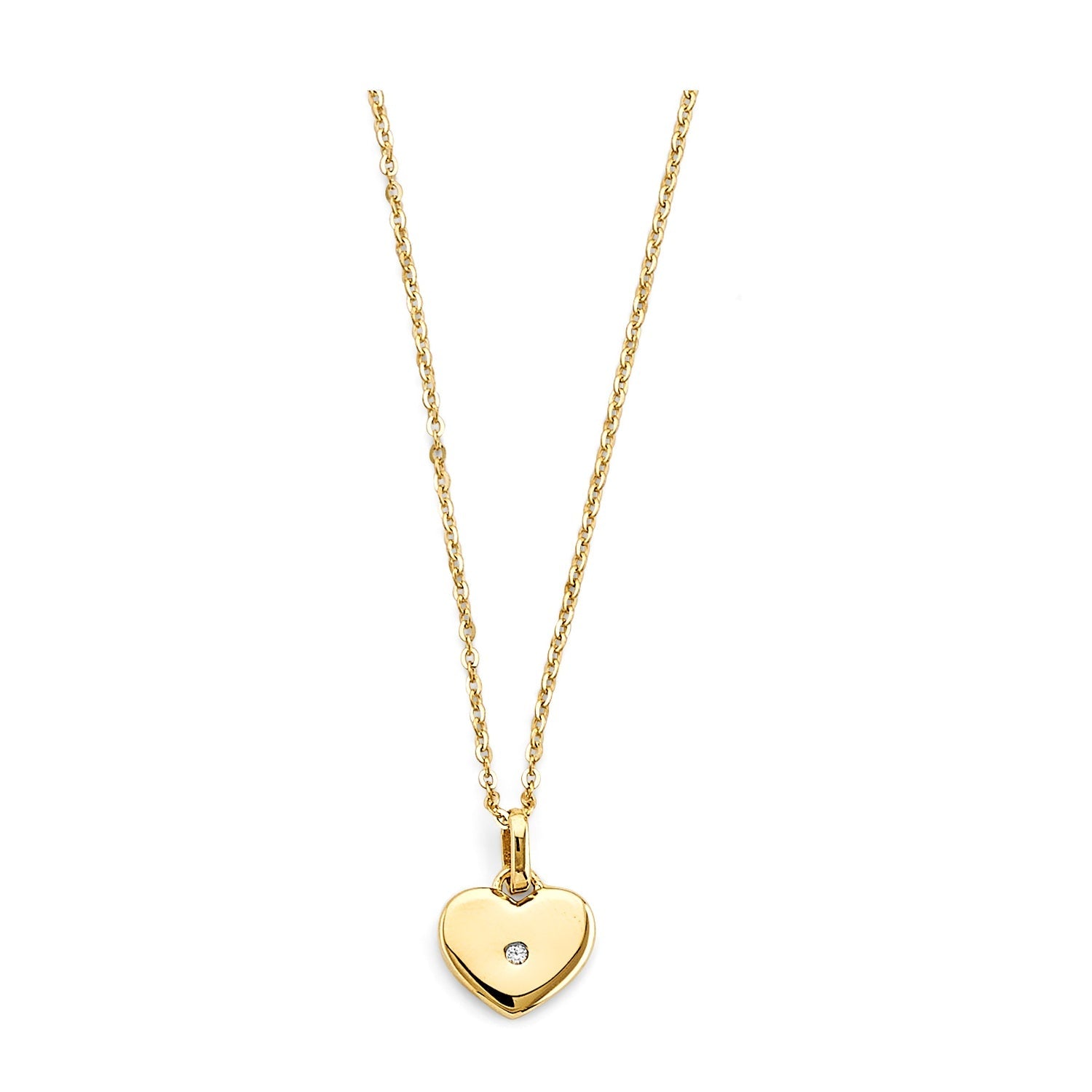 14KY CZ Heart Charm Necklace