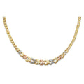 14K 3C D-Face Gradated Stampato Necklace