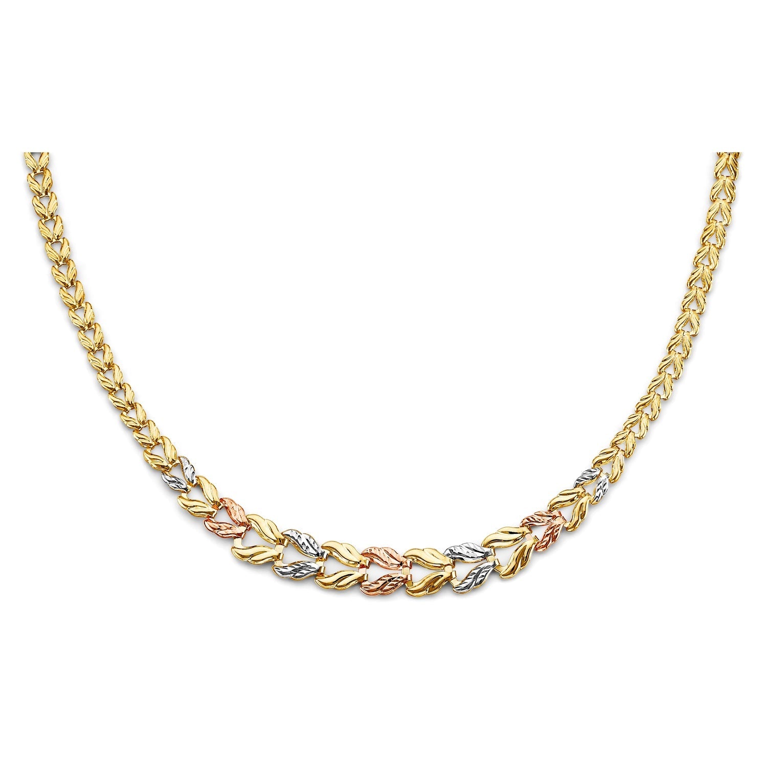14K 3C D-Face Gradated Stampato Necklace