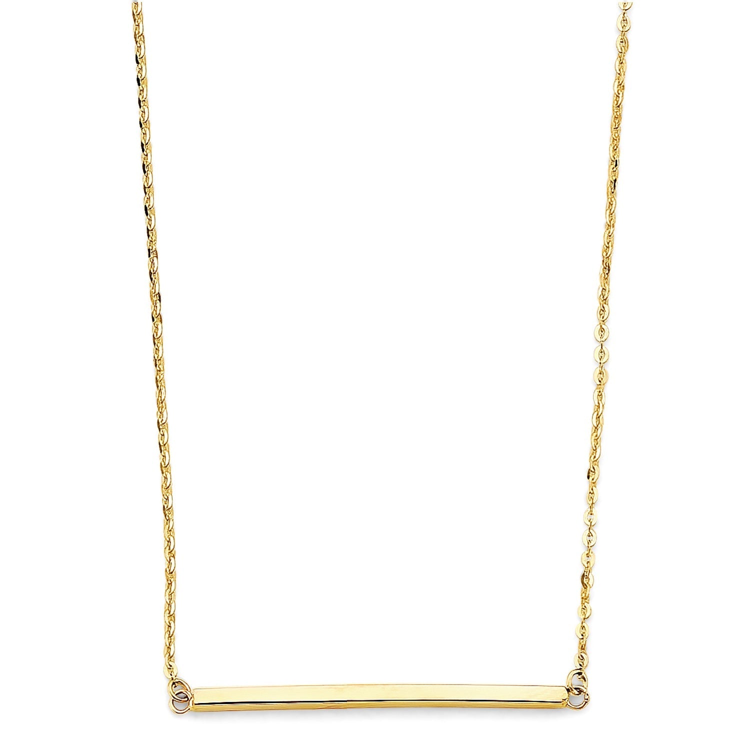 14KY Long Square Bar Necklace