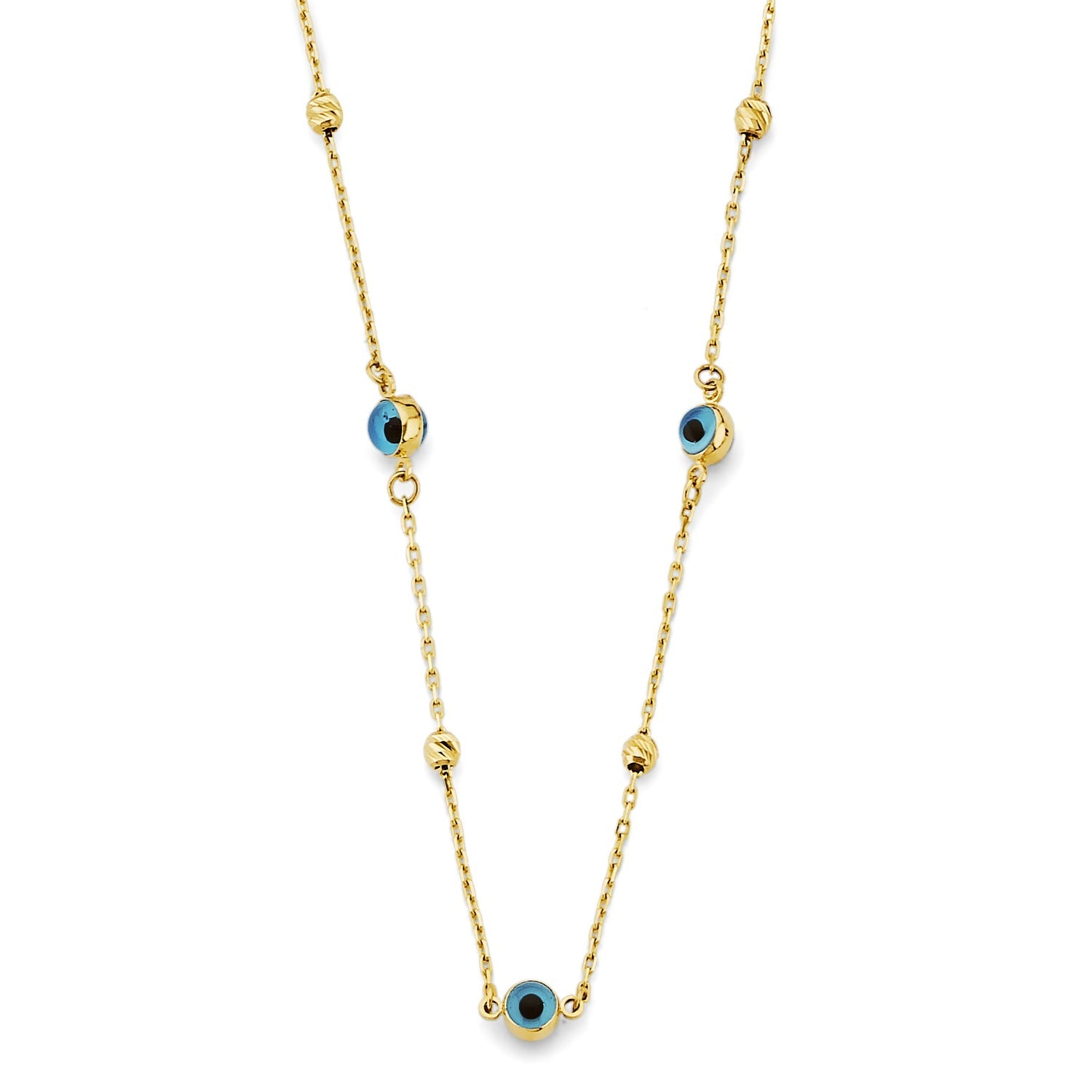 14KY Sky Blue Color Evil Eye Necklace
