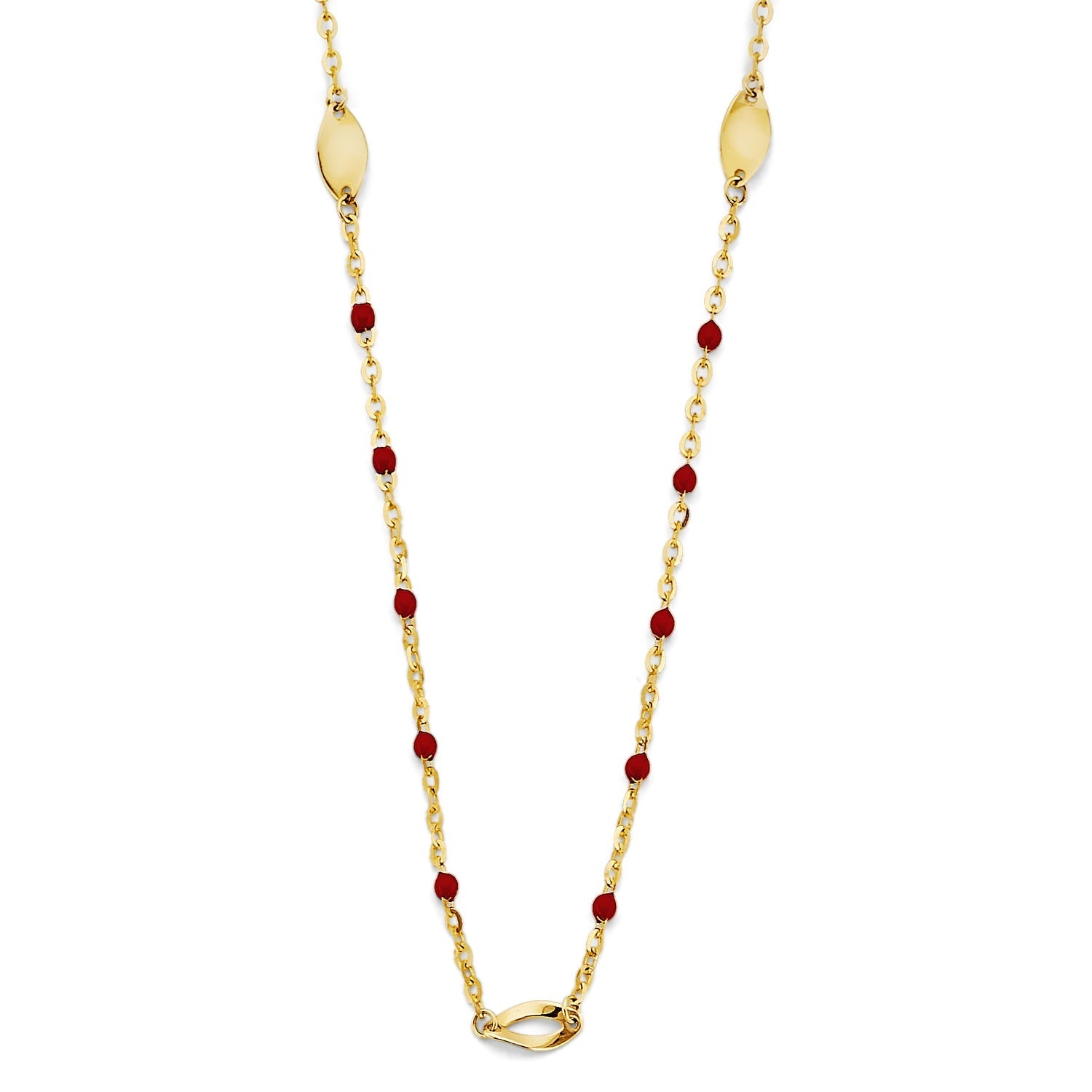 14KY Red Enamel Bead Necklace