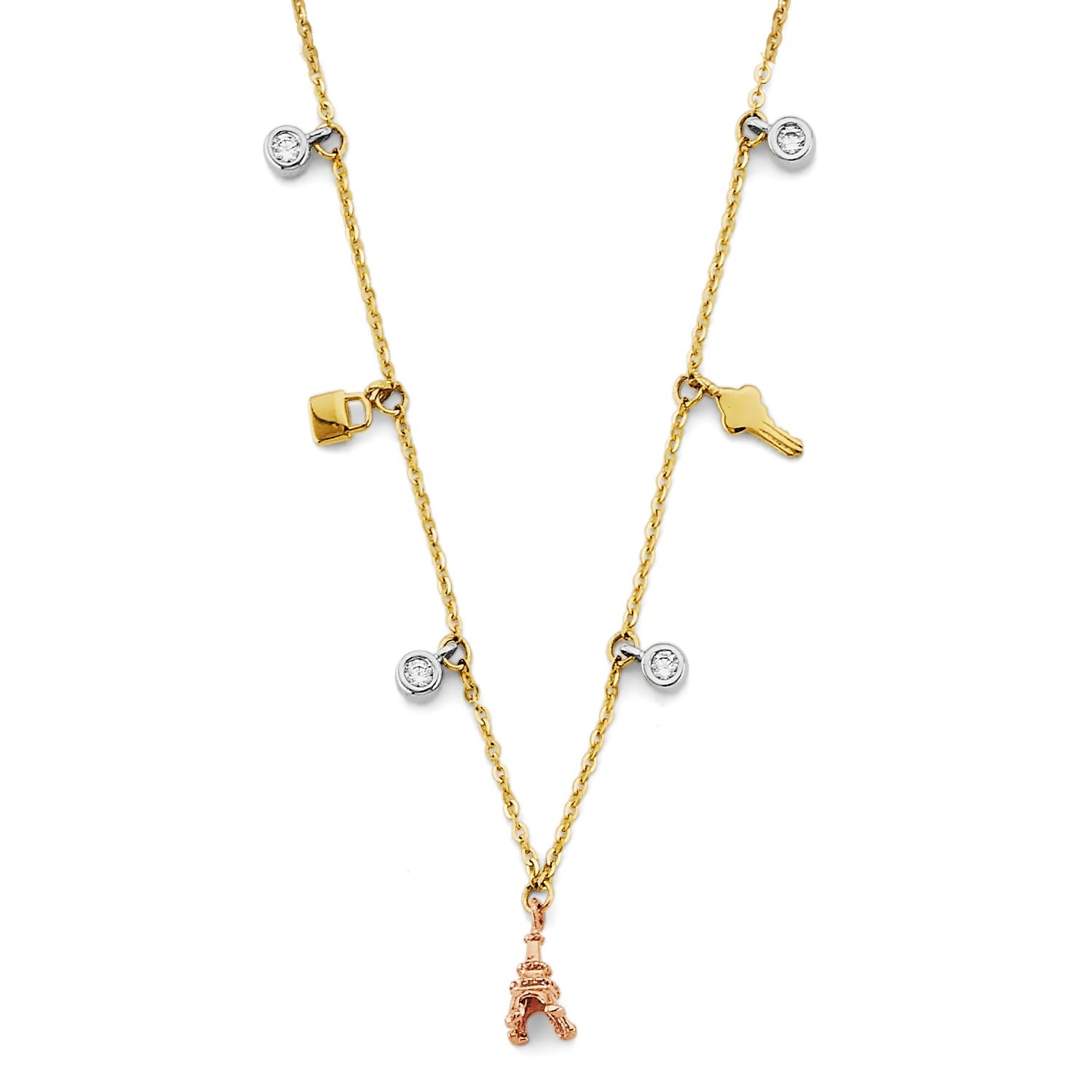 14K 3C Charm CZ Necklace