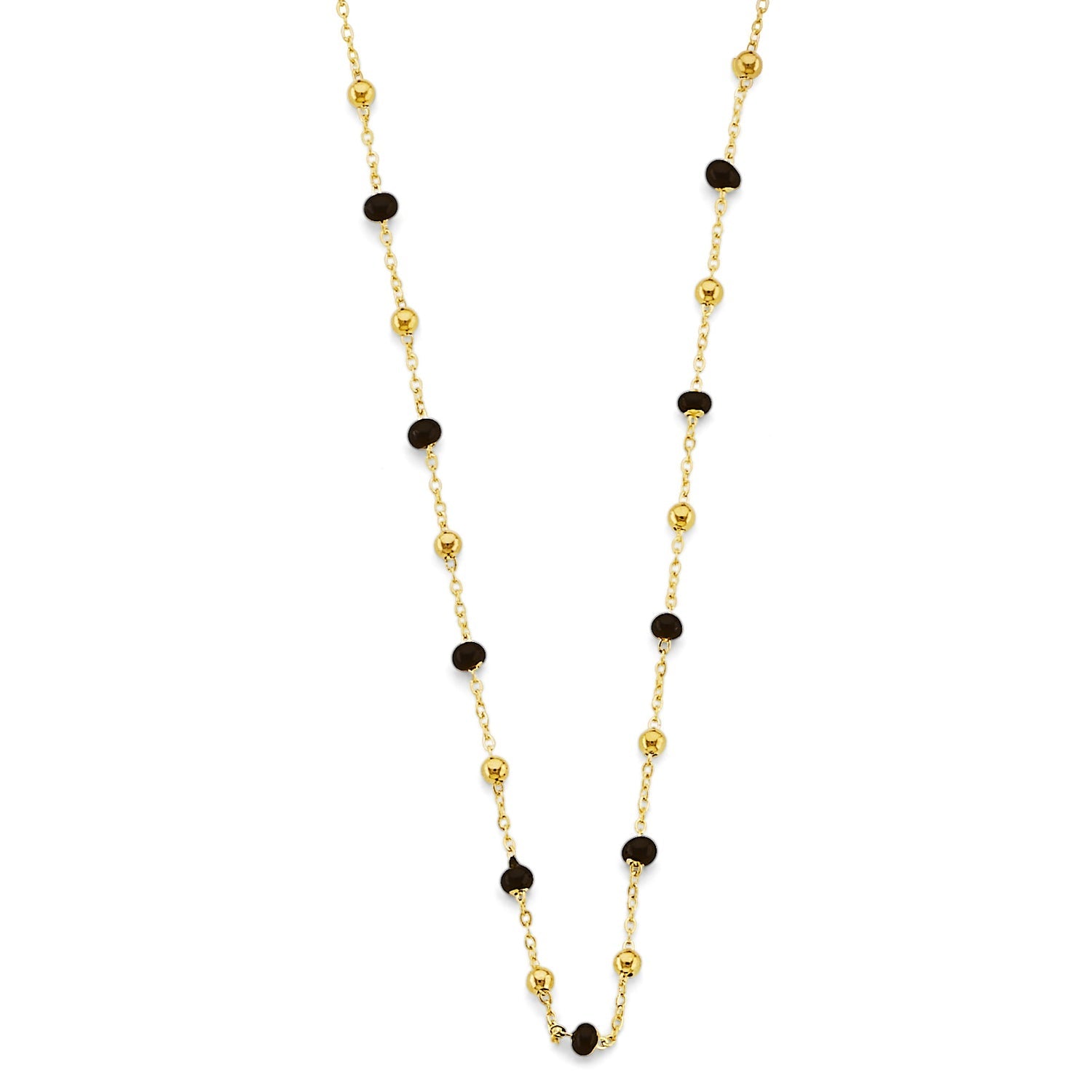 14KY Black Enamel Bead Necklace