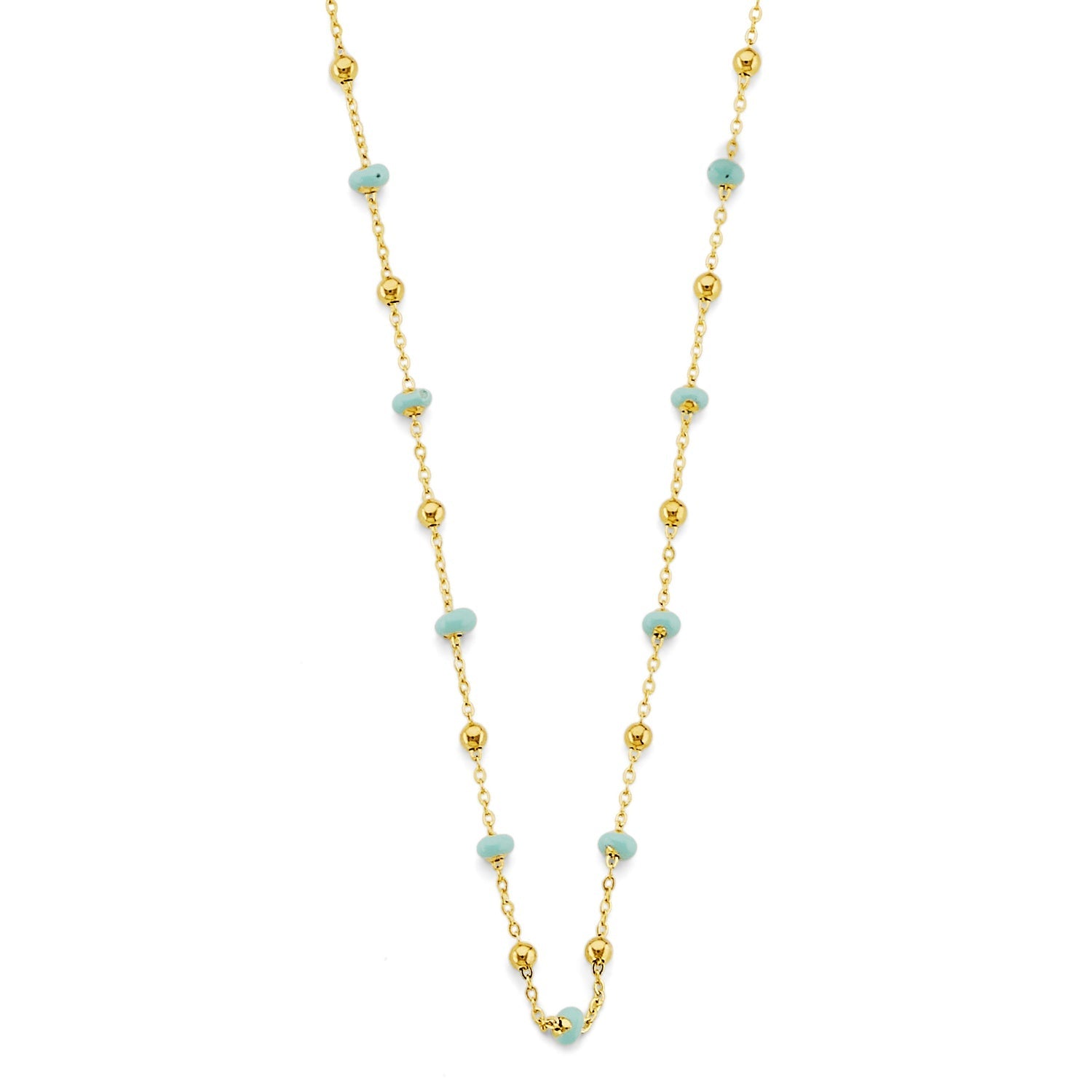 14KY Turquoise Color Enamel Bead Necklace