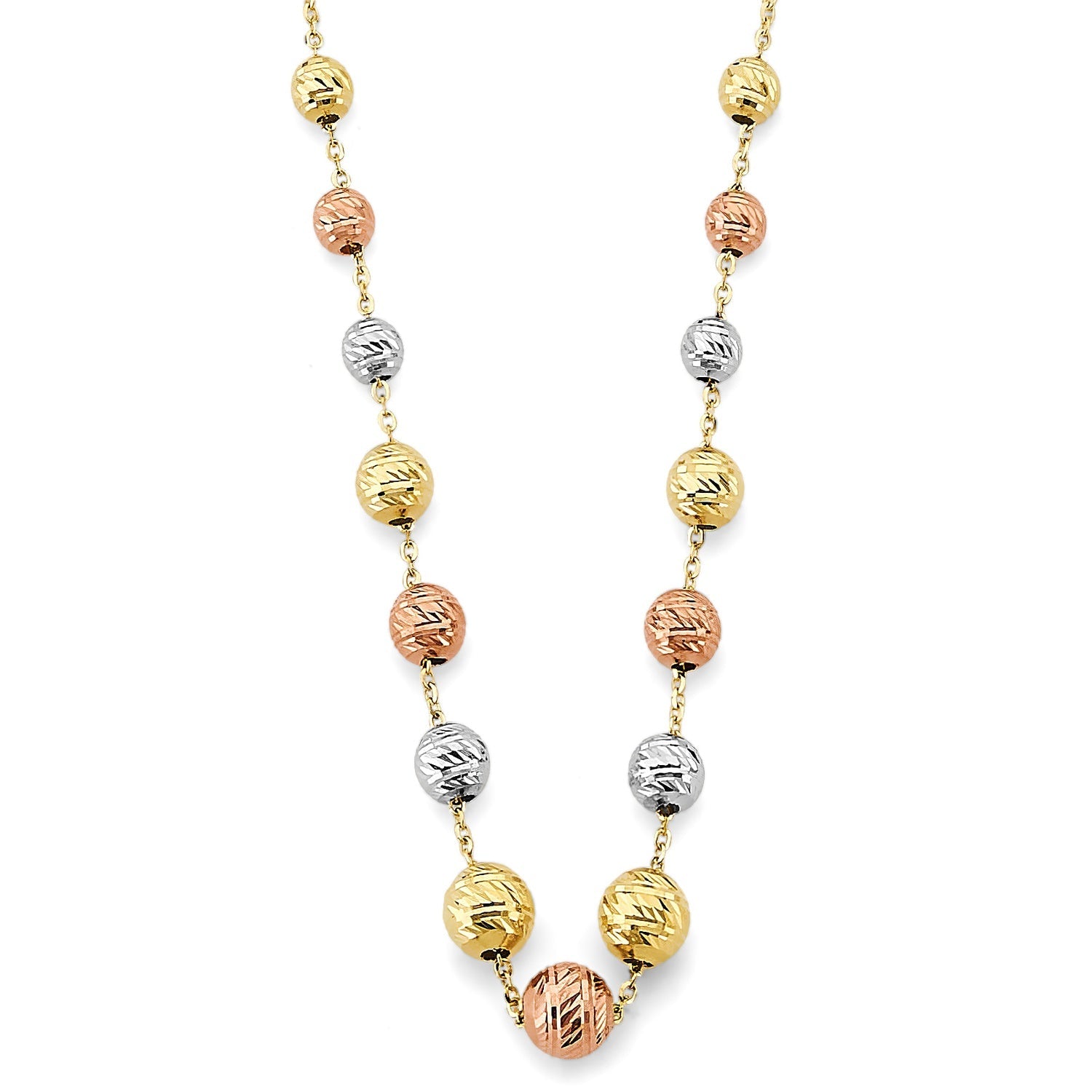 14K 3C Gradated DC Ball Necklace