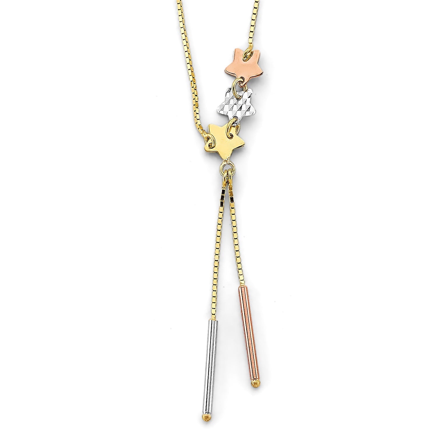 14K 3C String Bar Necklace w/Star