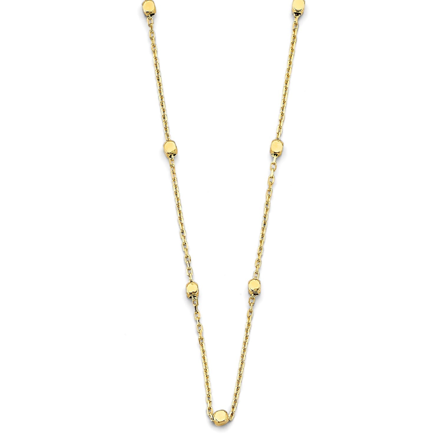 14KY Square Shape Bead Necklace