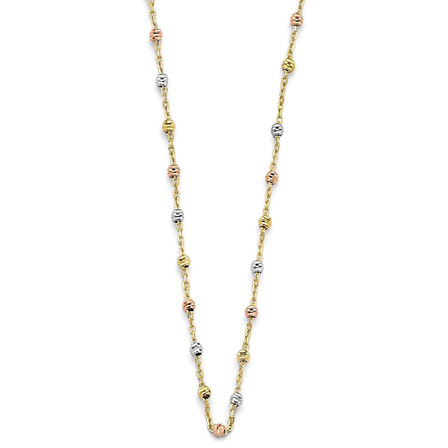 14K 3C Fancy DC Bead Necklace