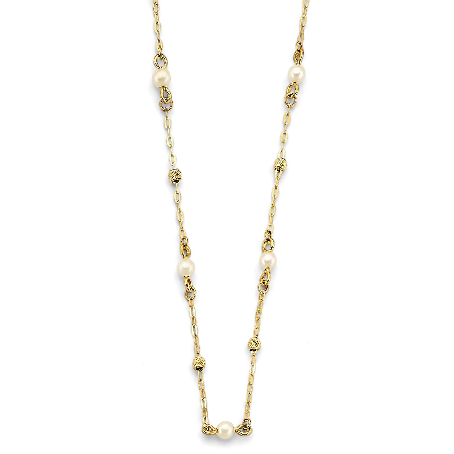 14KY Pearl + DC Bead Necklace
