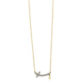 14K 2T Double Cross CZ Necklace