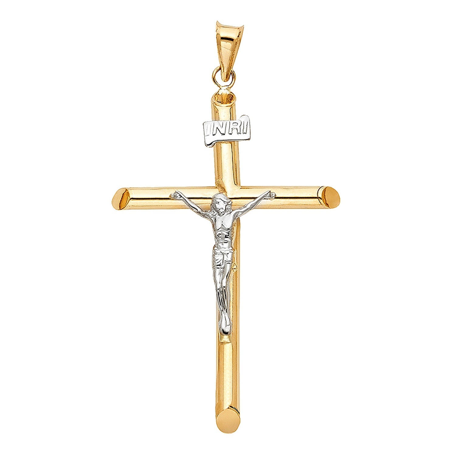 14K 2T HOL RD TUB CRUCIFIX (30X55MM)