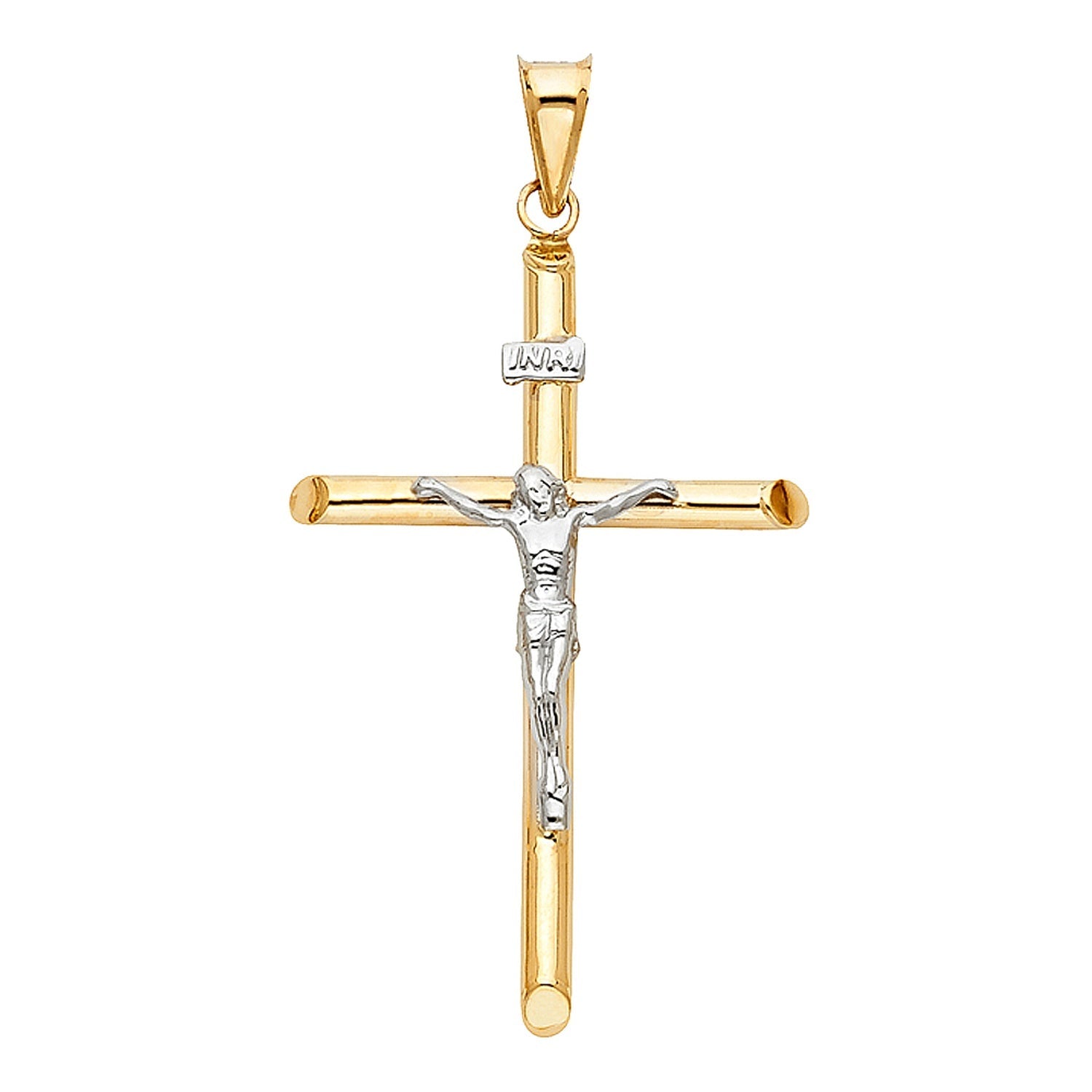 14K 2T HOL RD TUB CRUCIFIX (25X50MM)