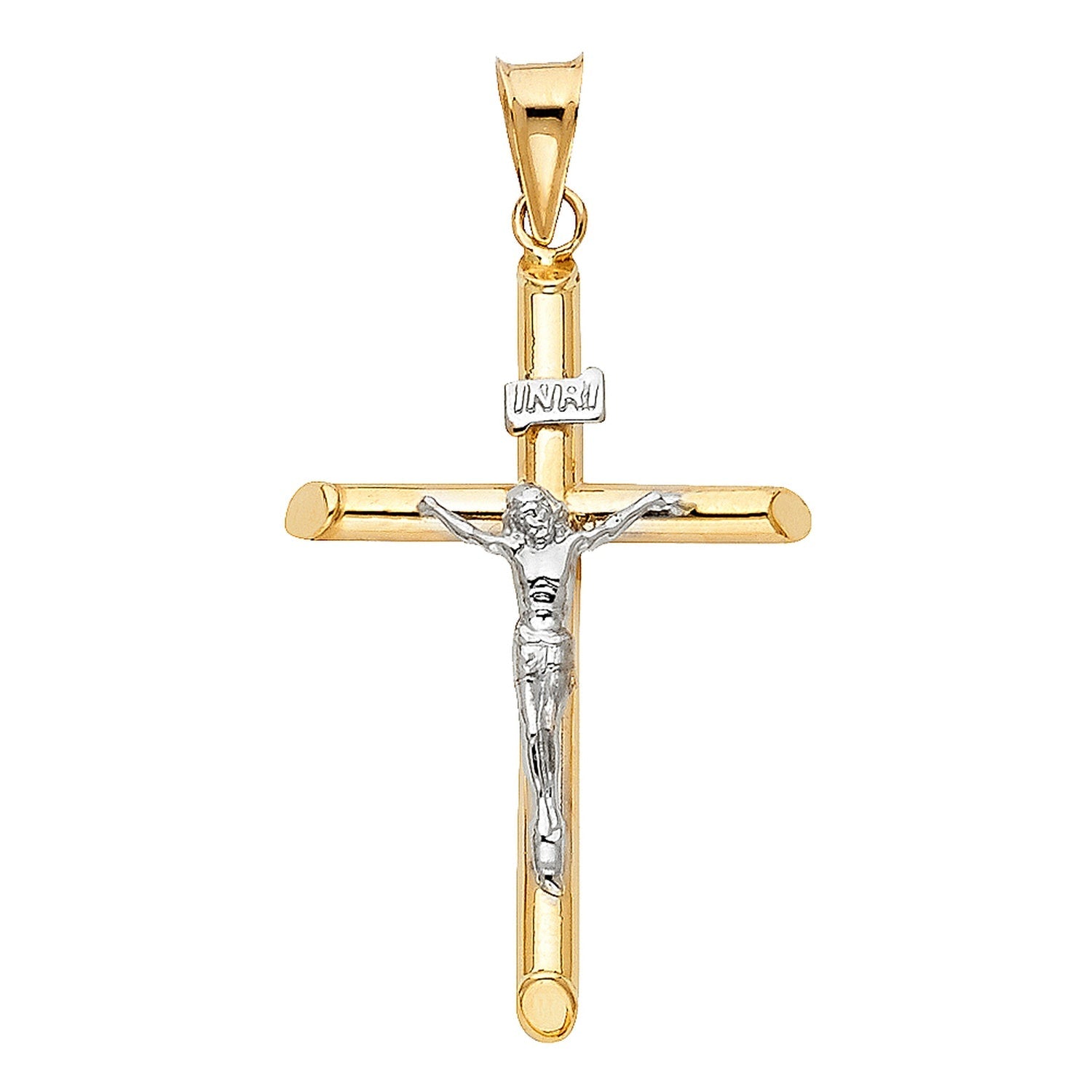 14K 2T HOL RD TUB CRUCIFIX (40X20MM)
