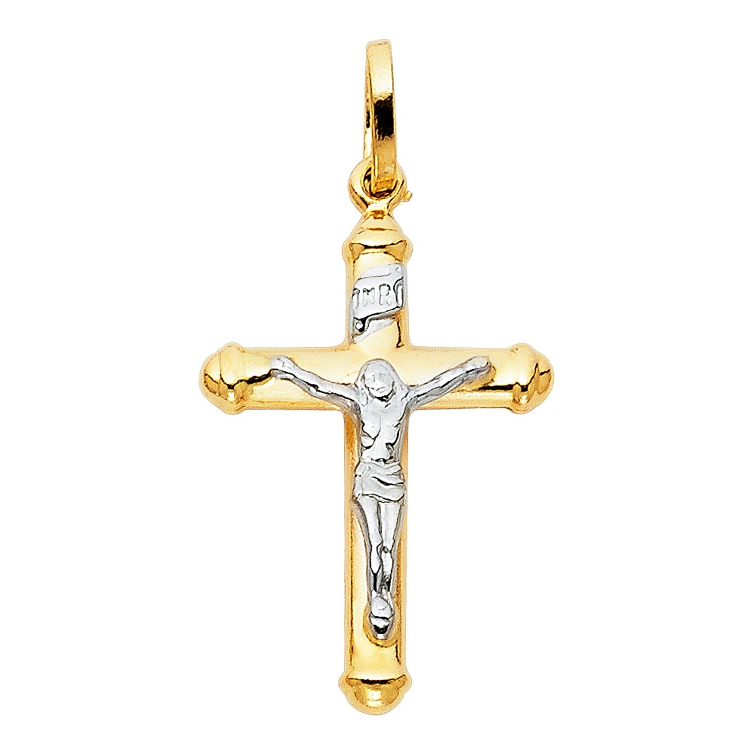 14K 2T HOL CRUCIFIX SMALL (15X30MM)