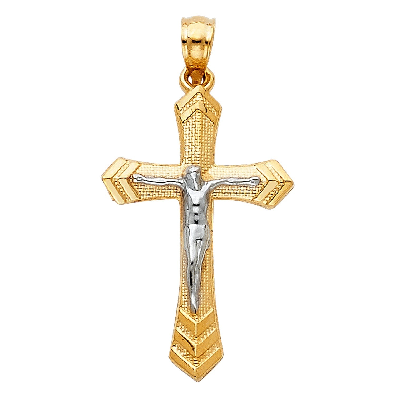 14K 2T PASSION CRUCIFIX (15X30MM)