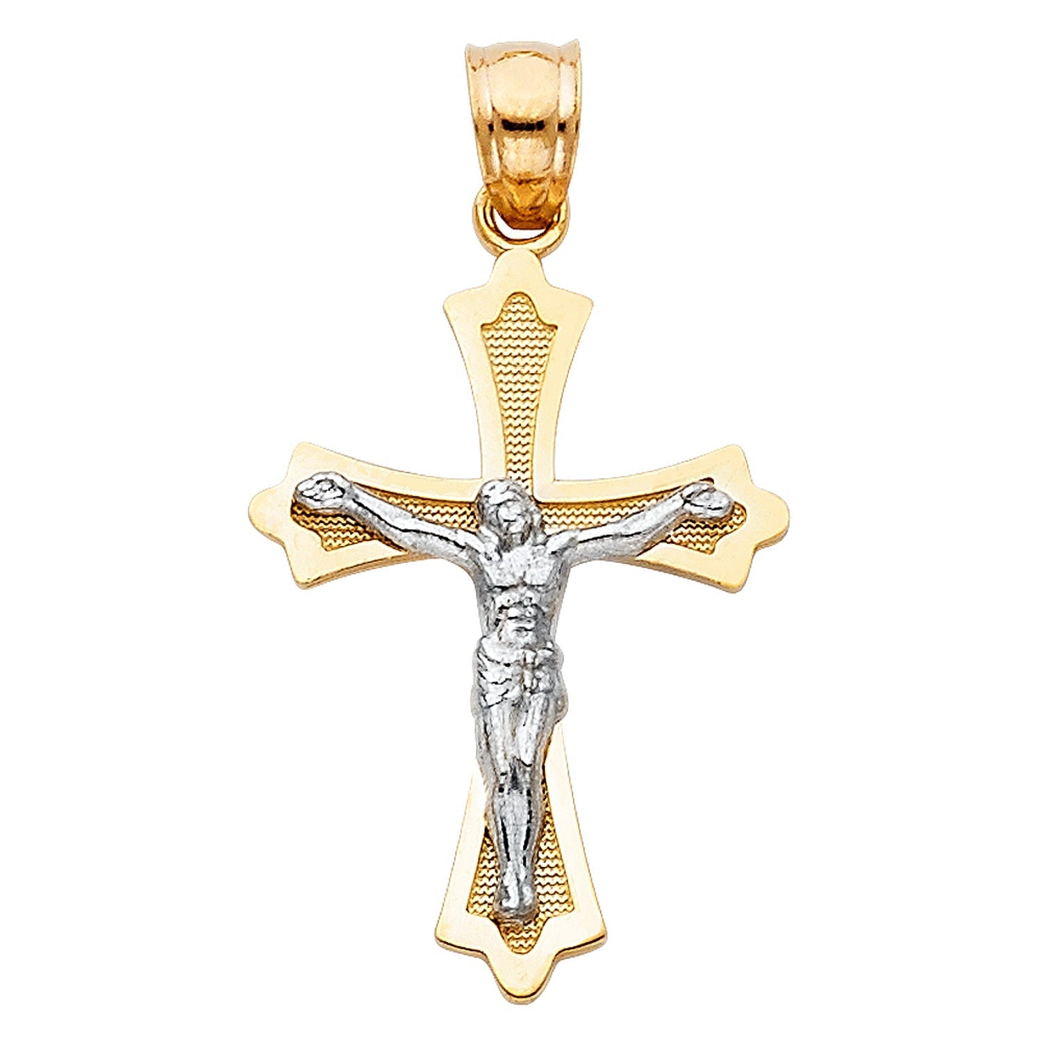 14K 2T POLISHED/SATIN CRUCIFIX