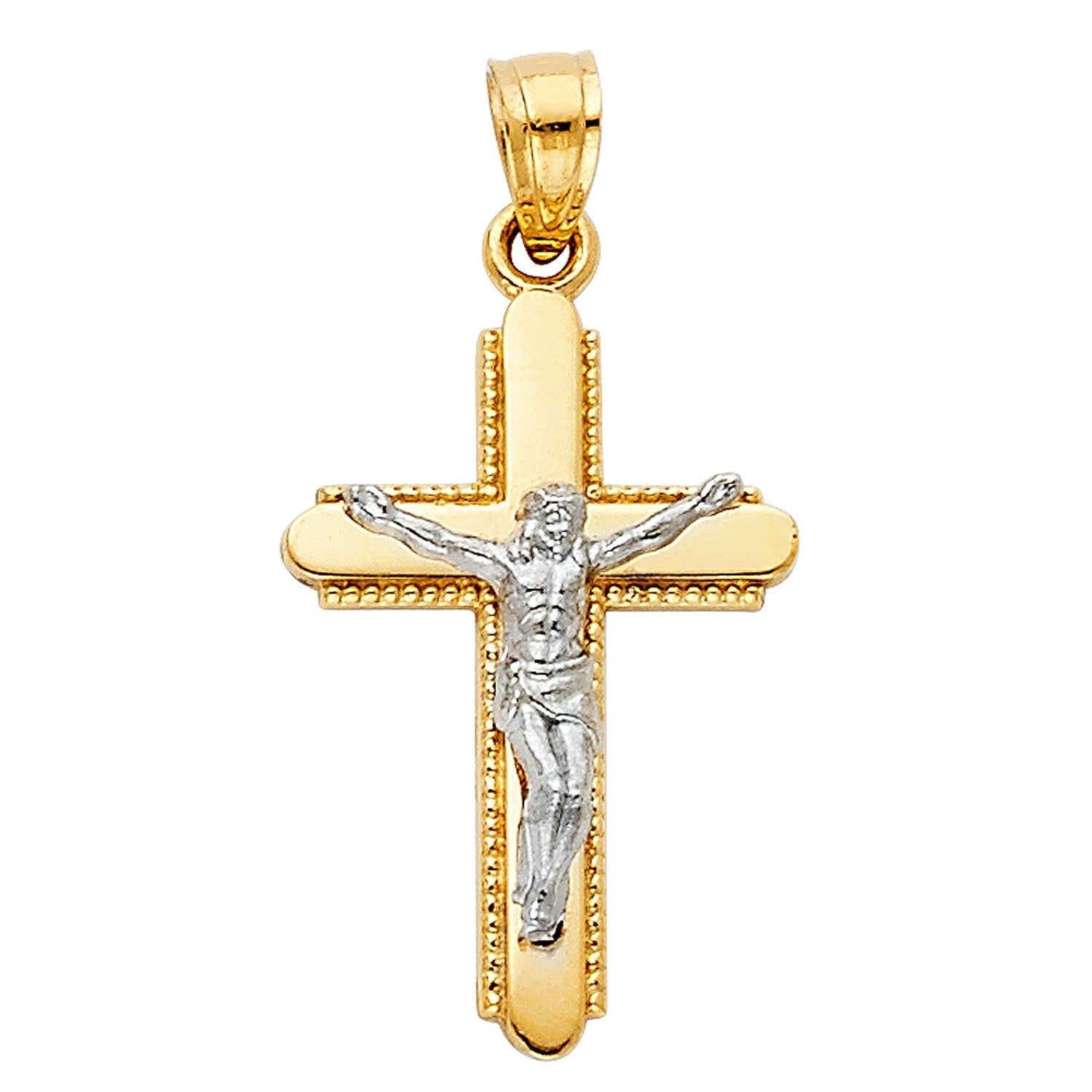 14K 2T CRUCIFIX PENDANT (15X30MM)