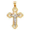 14K 2T BUDDED CUT-OUT CRUCIFIX