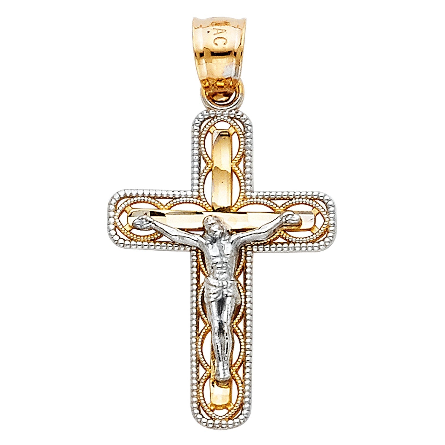 14K 2T CUT-OUT DESIGN CRUCIFIX SM