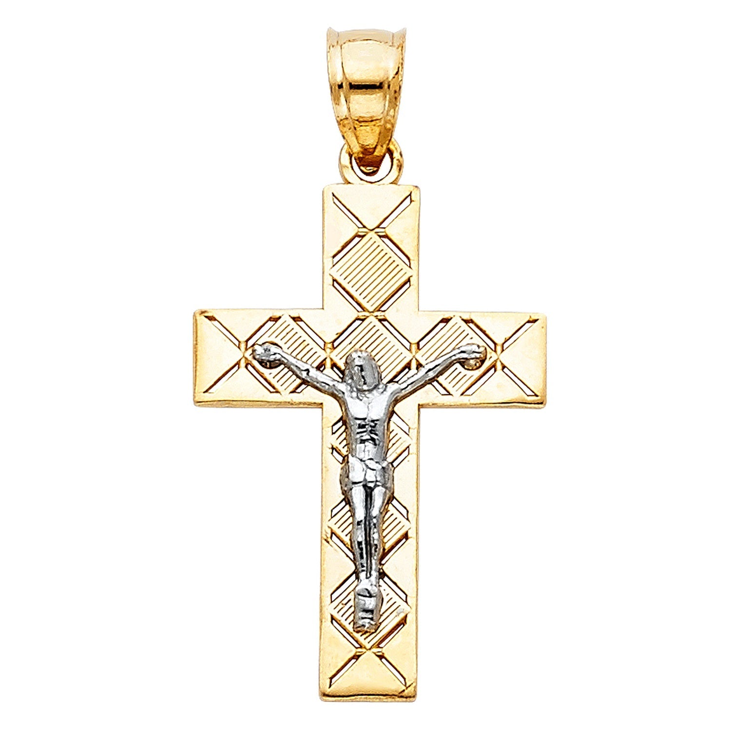 14K 2T CUT OUT DESIGN CRUCIFIX PEND