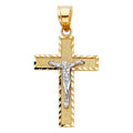 14K 2T SIDE DIAMOND CUT CRUCIFIX