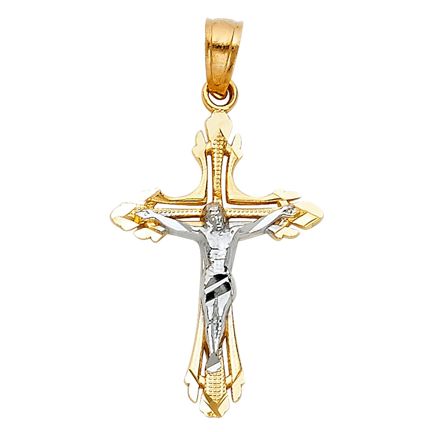 14K 2T CUT-OUT DESIGN CRUCIFIX