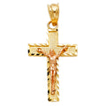 14K 2T SIDE DIAMOND CUT CRUCIFIX