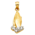 14K 2T CZ PRAYING HANDS PENDANT
