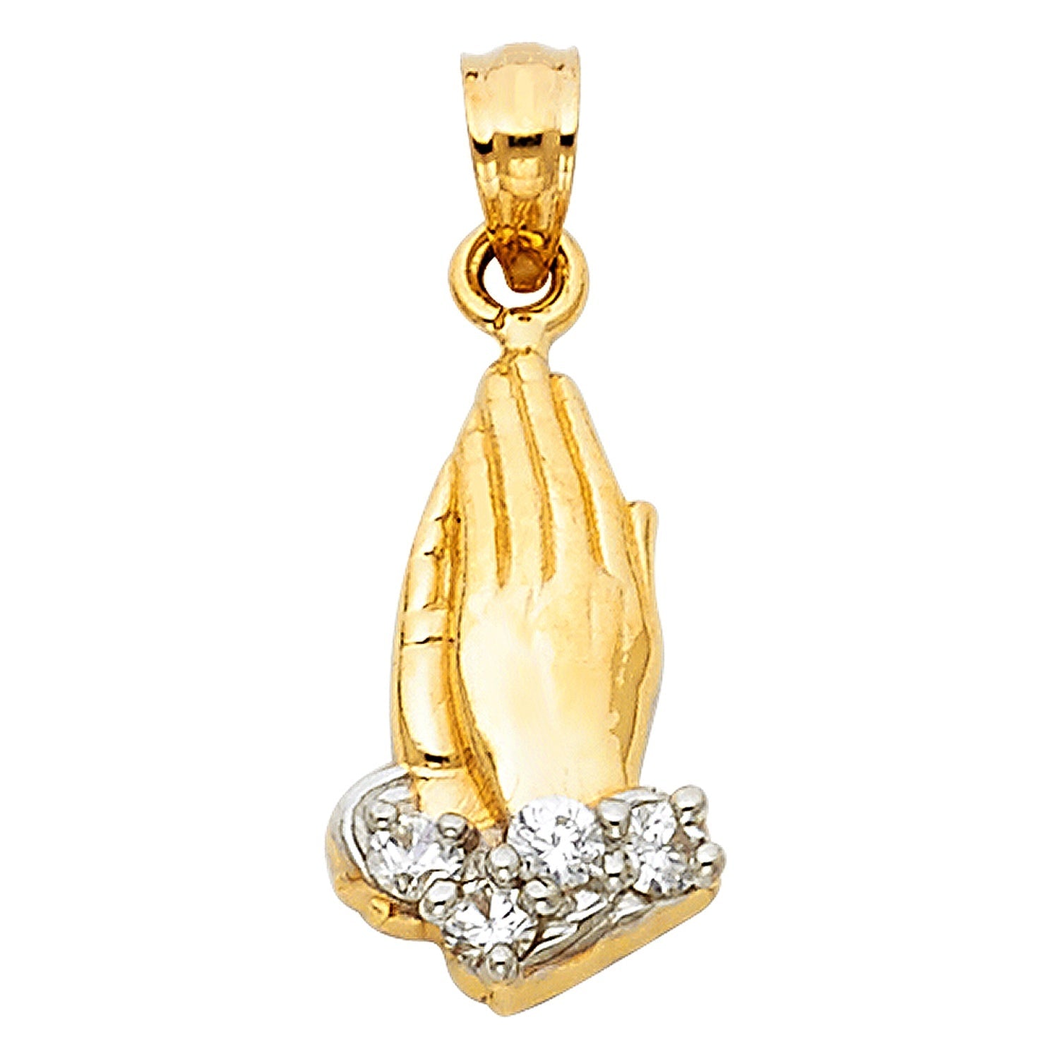 14K 2T CZ PRAYING HANDS PENDANT