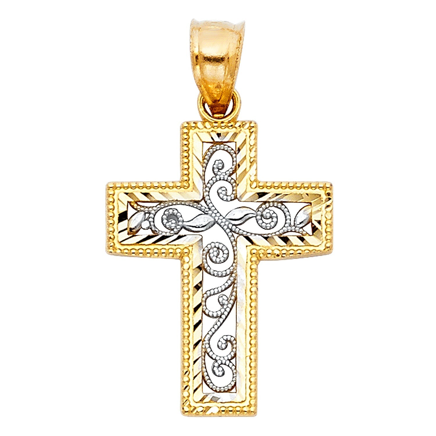 14K 2T FANCY DESIGN CROSS PENDANT