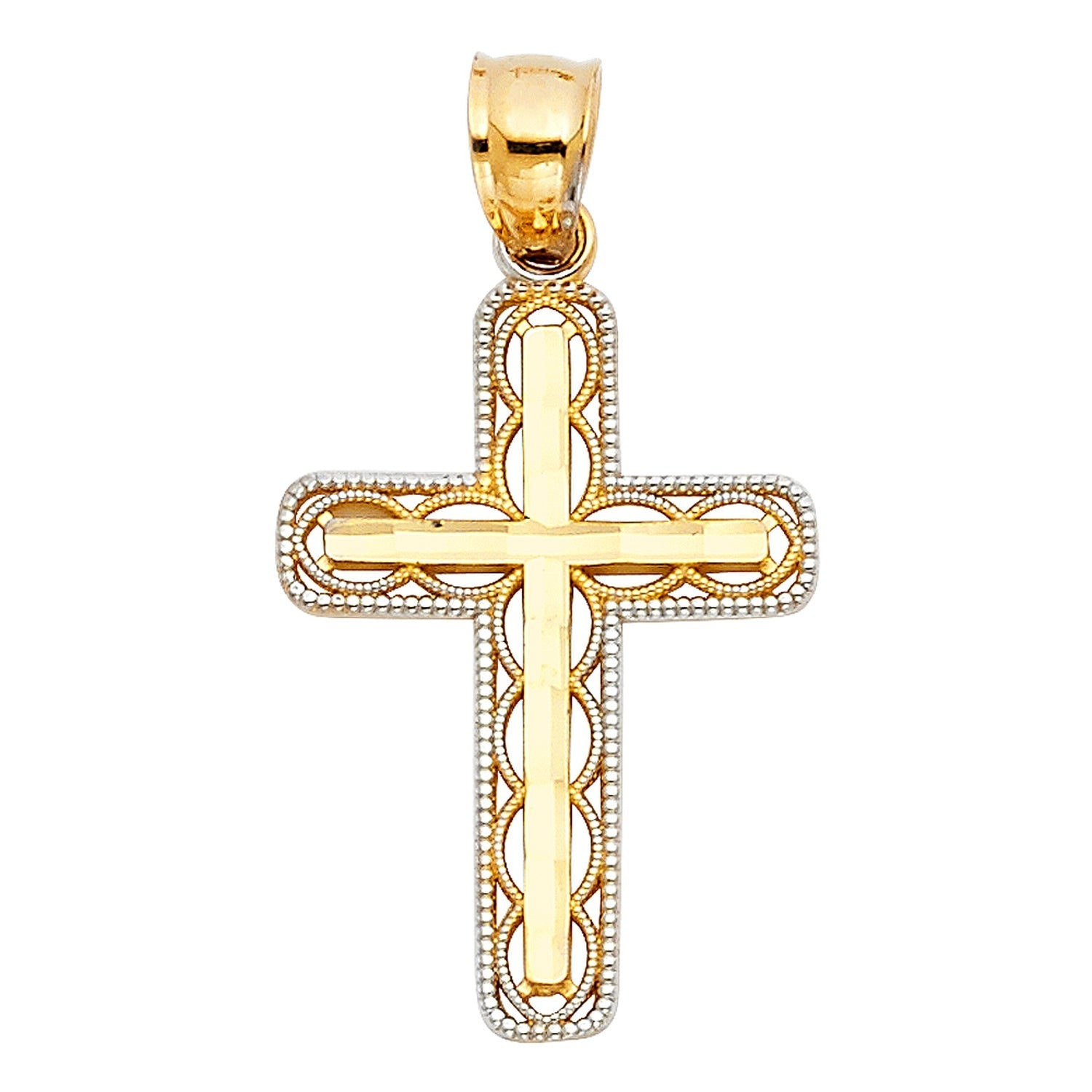 14K 2T DESIGN CROSS PEND (15X30MM)