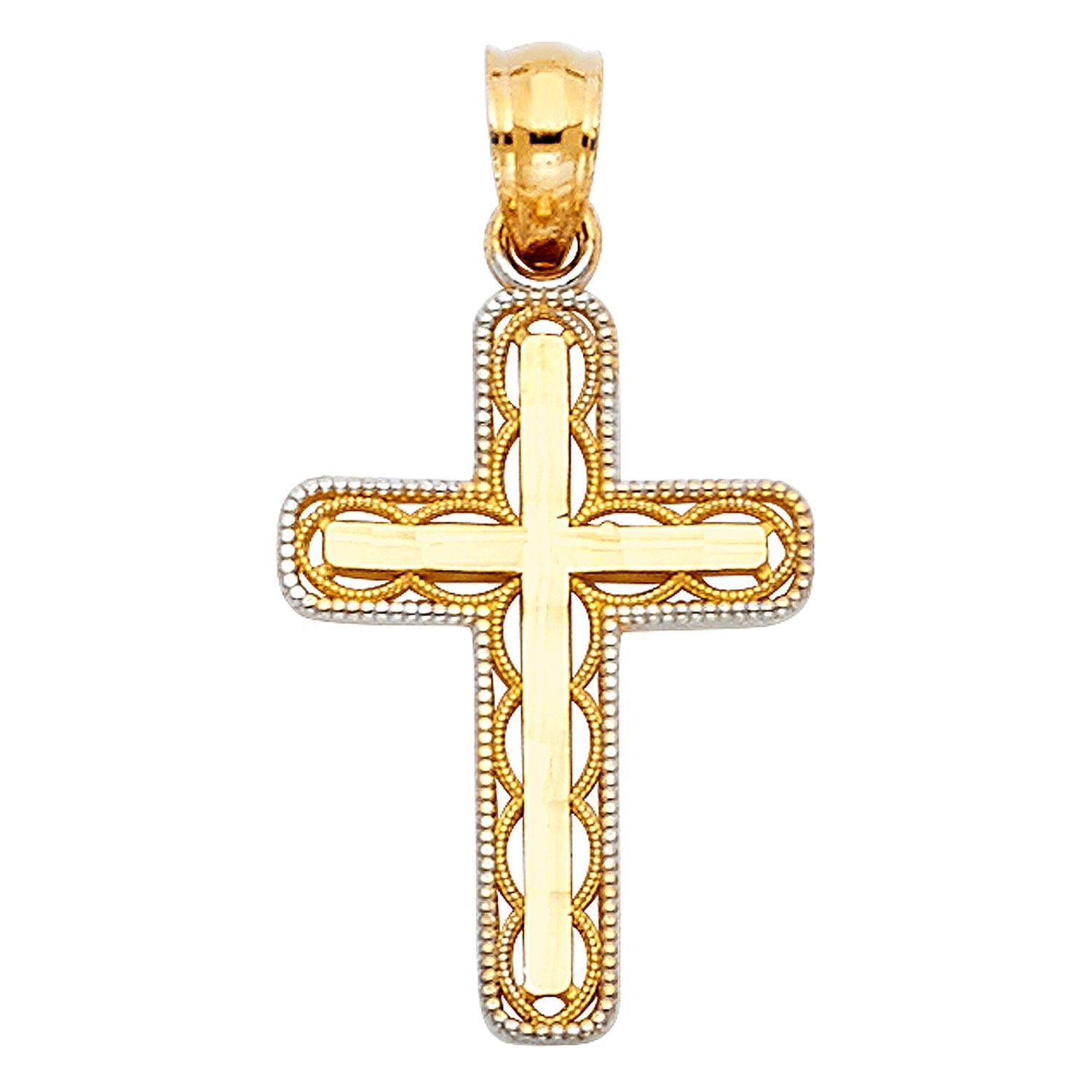 14K 2T DESIGN CROSS PEND (18X25MM)