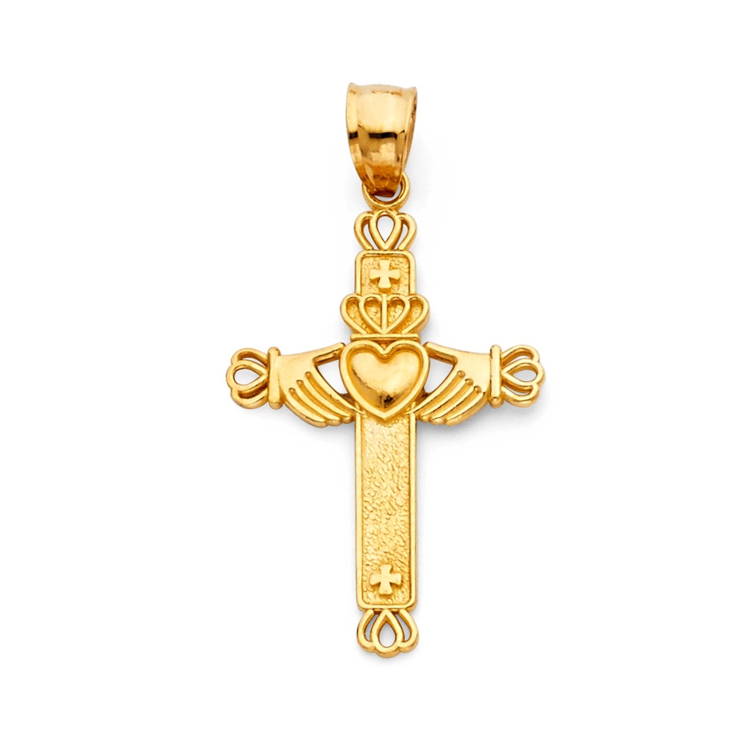 14KY CLADDAGH CROSS (20X30MM)