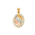 14K 3C CZ OVAL BAPTISM PENDANT